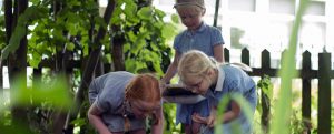 Girls from Girton Glebe Primary school playing outside